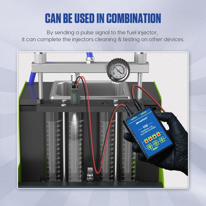 MRCARTOOL Fuel Injector Tester Cleaner Kit with 6 Adapter, Gasoline Diesel GDI GFI, DFI, PFI Injectors Cleaner Tester Tool - Image 3